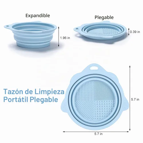 Vista 4 de Cuenco Limpiador de Brochas de Maquillaje Plegable de Silicona - Etercycle Herramienta de Limpieza Portátil para Brochas, Borlas de Polvo y Esponjas