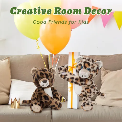 Vista 6 de MorisMos Dúo de Animales de Peluche de Leopardo, Congelables y Aptos para Microondas, Juguete de Leopardo de Brazos Largos para Abrazar, Almohadilla