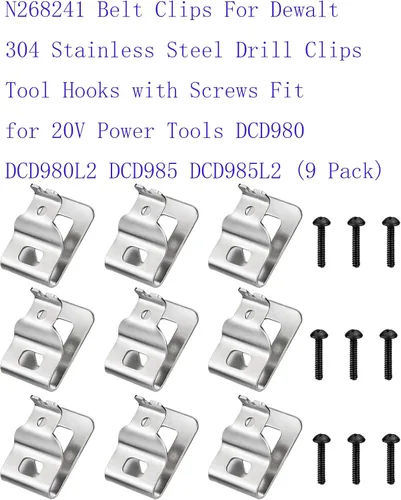 Vista 2 de N268241 Clips para cinturón Dewalt 304 Pinzas de taladro de acero inoxidable Ganchos de herramientas con tornillos para herramientas eléctricas