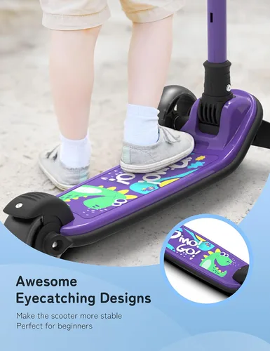 Vista 3 de besrey Patinete para niños de 2 a 10 años, scooter de 3 ruedas para niños con altura ajustable, scooter plegable para niños con ruedas de luz LED