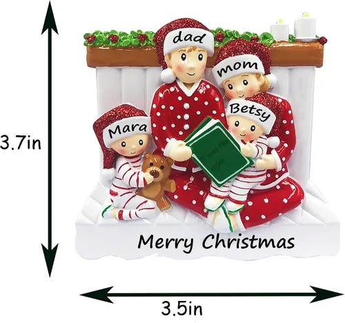 Vista 2 de Adornos de Navidad personalizados, adorno familiar 2023, pijama con nombre personalizado, decoración familiar, árbol de Navidad, colgante colgante