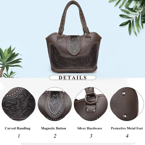 Vista 7 de Montana West Tooled Collection - Bolso de mano oculto para mujer
