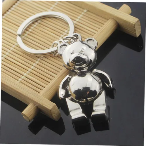 Vista 5 de CHILDWEET Llavero de metal con diseño de oso de plata, llavero de automóvil, decoración creativa para niñas y mujeres, plateado