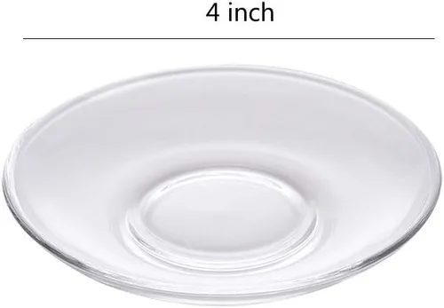 Vista 2 de Sizikato Plato de refrigerio de vidrio transparente de 6 piezas, plato de postre de restaurante, decoración de mesa de té, soporte para bolsa de té.