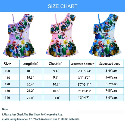 Vista 6 de Oman nylon Girls Swimsuit,12 Piece Swimming Suits Movie Graphic Bathing Suit Gift Swimwear for Girls 3-9Years