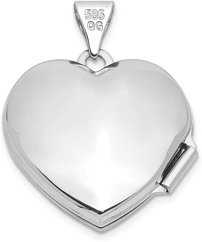 Vista 3 de Medallón floral en forma de corazón pulido oro blanco de 14 quilates 0.945x0.748 in, Metal