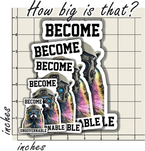Vista 5 de Milleyz Become Ungovernable Raccoon - Calcomanías de mapache, calcomanías divertidas, calcomanías de animales, lindas calcomanías, calcomanías