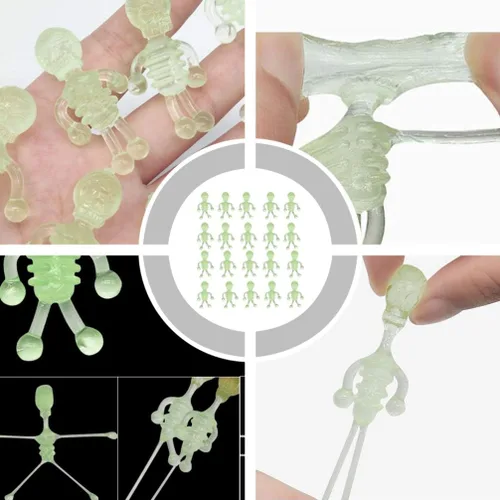 Vista 6 de TOYANDONA 20 piezas de juguetes elásticos de Halloween, Halloween que brilla en la oscuridad, juguete de esqueleto luminoso para niños