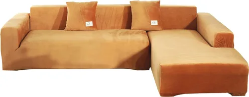 Vista 17 de Fundas de sofá modulares en forma de L, 2 fundas elásticas antideslizantes para sofá de 3 + 3 plazas, funda de sofá con fundas de almohada