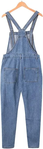 Vista 5 de Overol con peto para hombre, pantalones cortos de mezclilla para novio, elásticos, pantalones de mezclilla clásicos, overol para hombre, grande