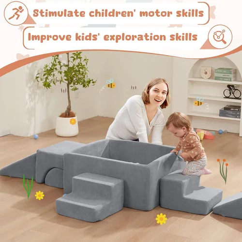 Vista 6 de Juguetes de escalada de espuma para niños pequeños con hoyo de gris