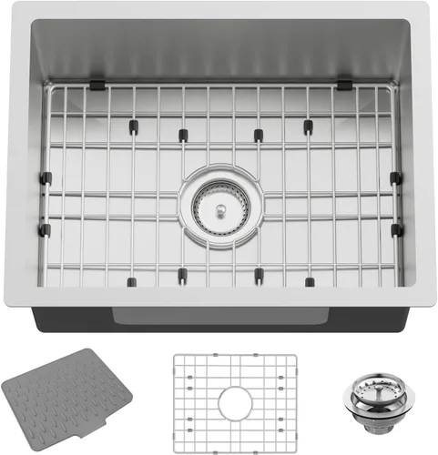 Vista 10 de Fregadero de cocina y bar negro de 12 x 16 pulgadas, pequeño tazón de acero inoxidable para montaje inferior, fregadero de cocina y bar, elección