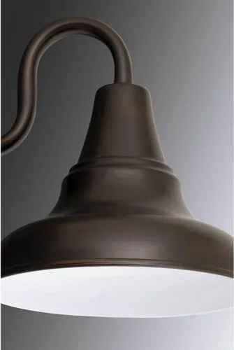 Vista 5 de Progress Lighting District LED Collection - Farol de pared mediana para exteriores, bronce envejecido, pantalla de metal blanco pintado, 1 luz
