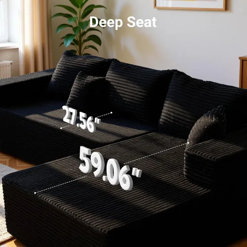 Vista 3 de YDN Sofá de sofá deshuesado de 110 pulgadas, sofás seccionales para sala de estar, sofá nube con diván, juego de sofá modular en forma de L, diván