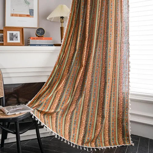 Vista 12 de STACYPIK Cortinas rústicas florales para ventana, cortinas semiopacas transpirables de 63 pulgadas de largo, 2 paneles lavables, cortinas filtrantes