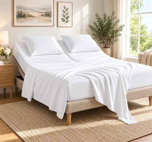 Vista 34 de Mattress-Homes Juego de sábanas de 4 piezas ultra lujosas 100% algodón suave de fibra larga de 16 pulgadas de profundidad, tamaño individual lavable