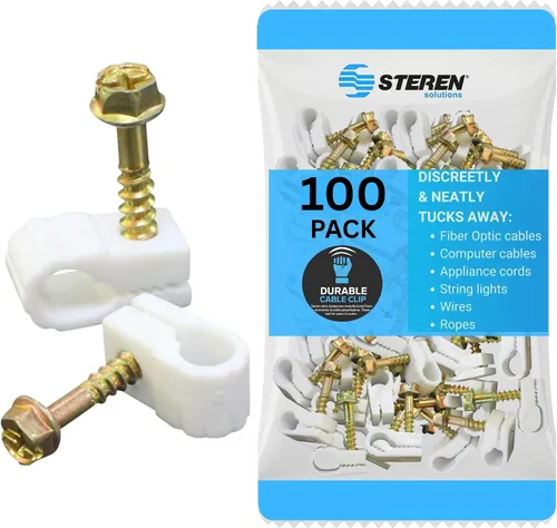Vista 18 de STEREN Clips coaxiales para cables - Soporte para cables - Clips de alambre - Clips laterales para colgar - Soporte de cable para escritorio Gris