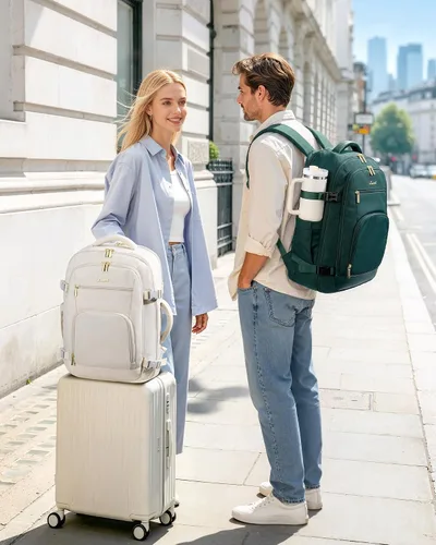 Vista 2 de LOVEVOOK Mochila de viaje para mujer y hombre, Beige, Mochilas de viaje