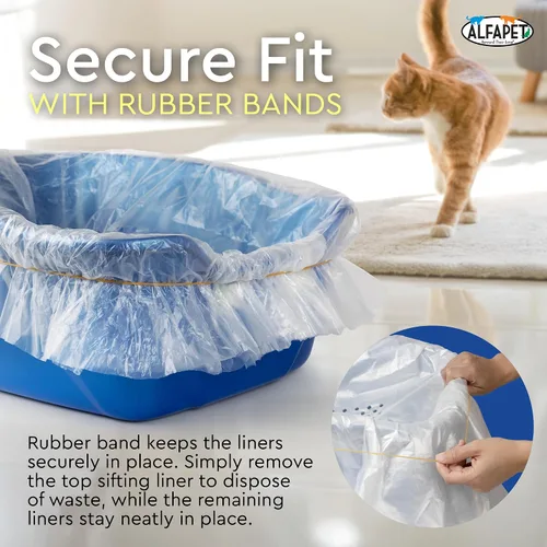Vista 5 de Alfapet Revestimientos Originales para Caja de Arena para Gatos con Tamiz - Extra Gigante 60 Unidades - Bolsas de Arena para Gatos Resistente al