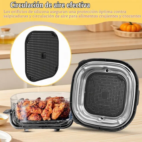 Vista 7 de 2 Piezas de Pantalla Antisalpicaduras para Freidora de Aire Ninja, Accesorios Combinados de Silicona para Ninja Crispi Fn101, Piezas de Reemplazo