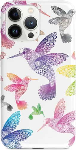 Vista 10 de Inspired Cases - Funda para iPhone 13 Mini con textura 3D - Funda protectora de goma para Apple iPhone 13 Mini - Zentangle Hummingbirds - Multicolor