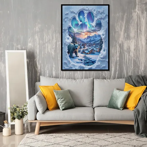 Vista 5 de Rompecabezas de oso polar para adultos de 1000 piezas, rompecabezas de paisaje de nieve blanca con animales artísticos, rompecabezas desafiante