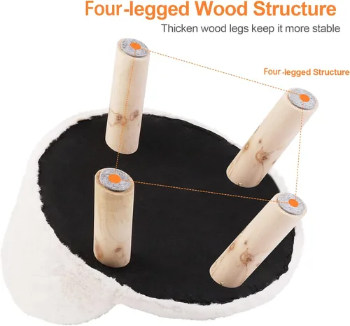 Vista 8 de BingoPaw Cama elevada para mascotas, taburete nórdico para gatos con almohadilla acogedora impermeable, silla para perros con patas de madera