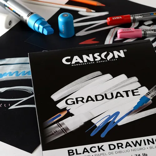 Vista 2 de Canson Bloc de dibujo negro graduado, plegable, 5.5 x 8.5 pulgadas, 20 hojas Papel de artista para adultos y estudiantes, dibujo, bocetos y diario