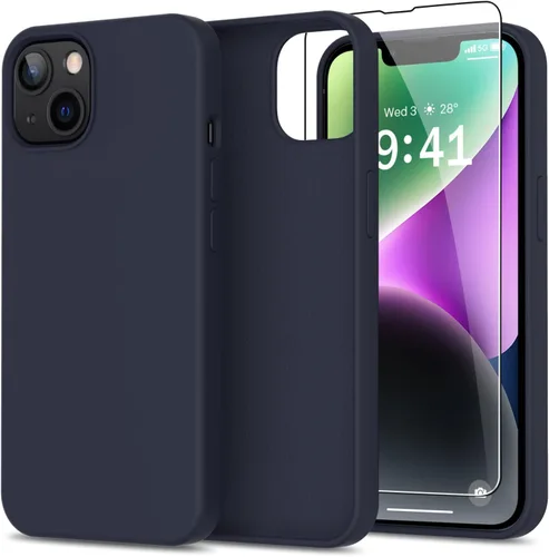 Vista 38 de bemal Funda para iPhone 14 Pro con protector de pantalla, silicona líquida de ajuste delgado, forro de microfibra suave, diseñada para mujeres