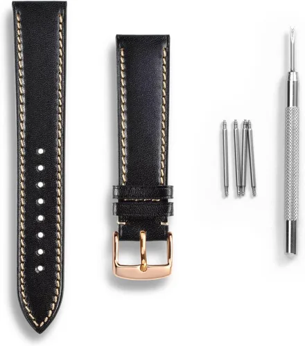 Vista 6 de WOCCI Correas de reloj de lujo, cuero de grano completo, correas de repuesto para hombres y mujeres, ancho de la correa 0.709 in, 0.787 in, 0.866