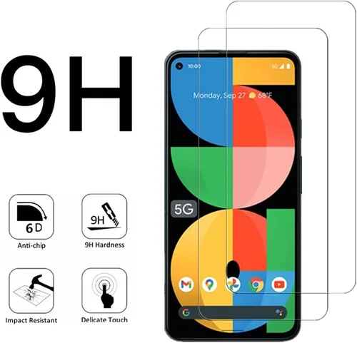 Vista 3 de Protector de pantalla transparente para Google Pixel 5a 5G HD de vidrio templado, 2 unidades, dureza 9H, antiarañazos, protector de pantalla