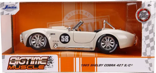 Vista 5 de Jada Toys Bigtime Muscle 1:24 1965 Shelby Cobra 427 S/C Coche fundido a presión blanco, Juguetes para niños y adultos