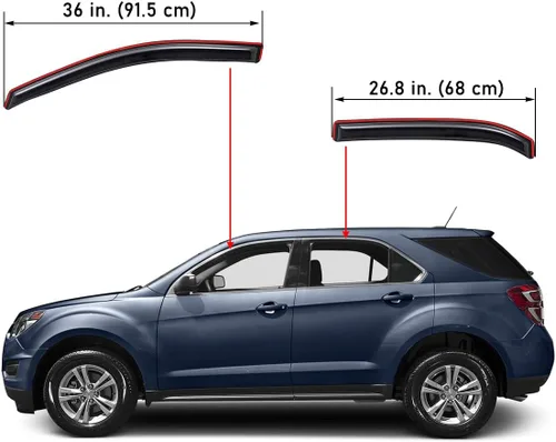 Vista 2 de Lightronic Visera de ventana de ventilación automática con clip extra duradero, compatible con Chevrolet Equinox 2010-2017, protección UV, deflector