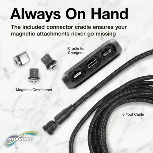 Vista 5 de BoxWave Cable compatible con Samsung Galaxy S22 Ultra 5G - MagnetoSnap AllCharge, cable de carga magnético USB tipo C Micro USB para Samsung Galaxy