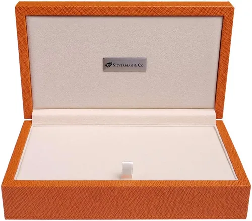 Vista 3 de Silverman & Co. Juego de dominó negro doble 6 grande - Estuche naranja