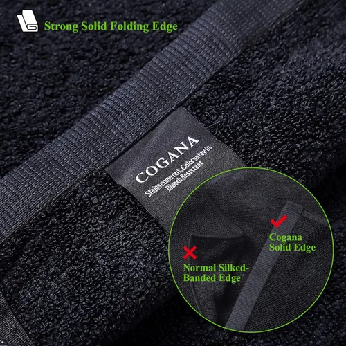 Vista 4 de Juego de 6 toallas de microfibra para el cabello, color negro, a prueba de blanqueador, toalla de secado rápido del cabello de 16 x 32 pulgadas