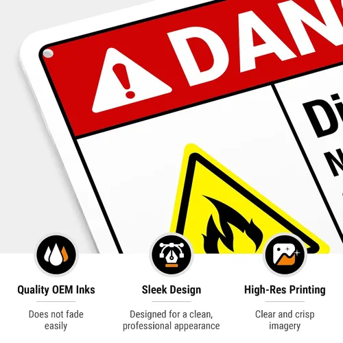 Vista 5 de Diesel Fuel No Smoking Or Open Flames in This Area Sign, ANSI Danger Sign, 10x7 Inches, Rust Free .040 Aluminum, Fade Resistant, Indoor/Outdoor Use