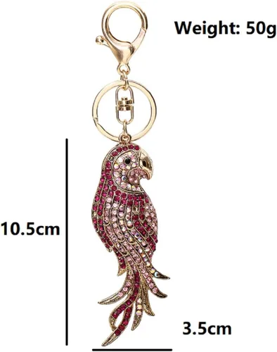 Vista 2 de Llavero de loro para mujer, lindo llavero de pájaro loro para niñas, llavero de loro tropical brillante, divertidos llaveros de loro, llavero