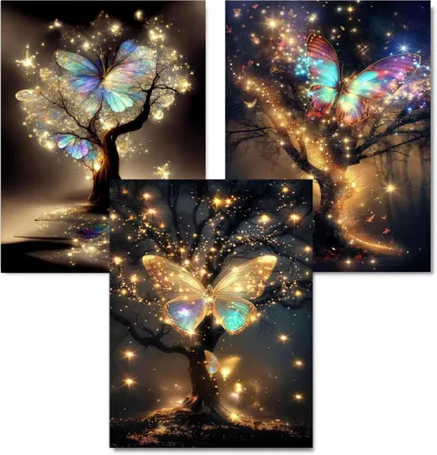 Vista 15 de WUDWL Kit de pintura de diamante cuadrado taladro cuadrado pintura de diamante, arte de diamantes cuadrados, paquete de 3 sol, luna y estrellas kits