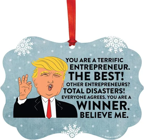 Vista 49 de Andaz Press Presidente Donald Trump Fancy Frame Recuerdo Adorno de Navidad Regalo de broma Ejecutivo de Cuenta, 1 paquete, Divertidas Ideas