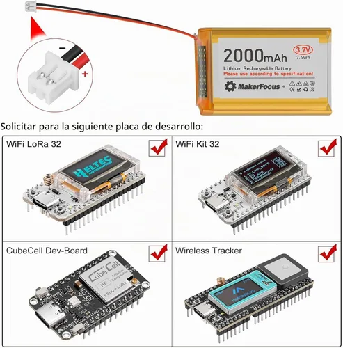 Vista 4 de 4pcs 3.7V 2000mAh 7.4Wh batería de polímero de litio 1S 103450 LiPo batería recargable con placa de protección y enchufe JST 1.25 para placa