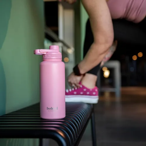 Vista 2 de Smartshake Bohtal Botella de agua aislada de 32.5 fl oz/32 onzas, botella de agua de acero inoxidable duradera, botella de agua a prueba de fugas