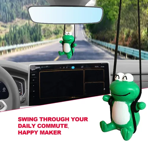 Vista 7 de Colgante de Espejo Retrovisor de Coche Super Lindo con Rana Oscilante, Accesorio para Colgar en el Espejo Retrovisor de Coche, Adorno Lindo (Rana)