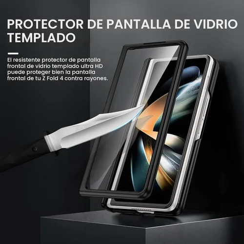 Vista 8 de VEGO - Funda para Galaxy Z Fold 4 con clip para cinturón y protector de pantalla 360°Ring Kickstand & Camera Cover, Hinge Protection Shockproof