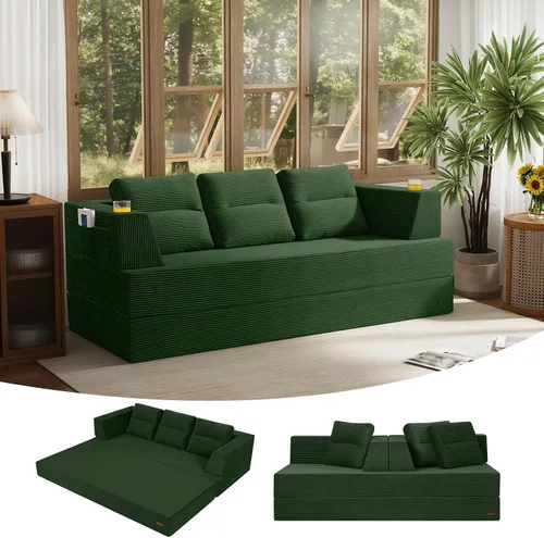 Vista 42 de COMAX Sofá cama futón, sofá cama convertible 4 en 1, sofás deshuesados para sala de estar, sofá biplaza plegable pequeño plegable que ahorra Gris