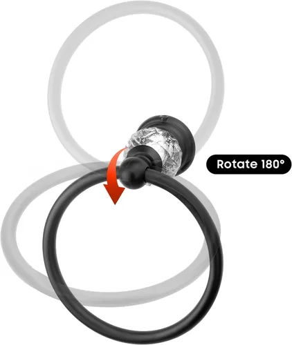 Vista 2 de Anillo de toalla de cristal negro, soporte para toallas de baño, negro mate, soporte para toallas de baño, soporte para toalla de mano para baño