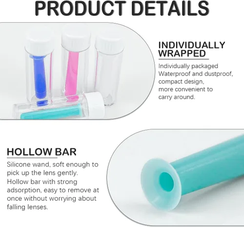Vista 4 de Herramienta de inserción de removedor de lentes de contacto portátil de silicona aplicador con botella de plástico para lentes duros