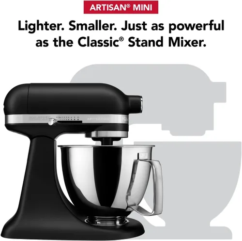Vista 2 de KitchenAid Artisan Mini Batidora de Pie con Cabezal Inclinable de 3.5 Cuartos - KSM3316X - Negro Mate