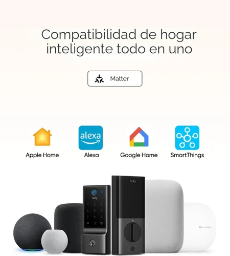 Vista 4 de eufy Smart Lock E31, cerradura inteligente para puerta con entrada sin llave y huella dactilar compatible con el ecosistema Apple Home, para puerta