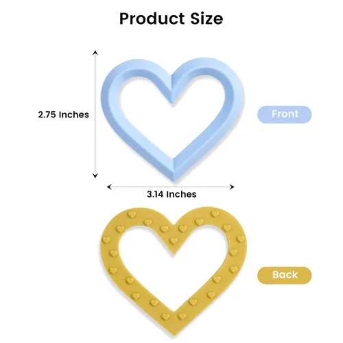 Vista 5 de Mordedor de corazón de silicona para el día de San Valentín, juguetes de dentición de corazón de 6 a 12 meses, 0 a 6 meses, juguetes para masticar